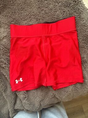 Under Armour Red Compression Shorts with Black Branded Waistband